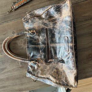 Bed Stu Distressed Black and Brown Leather Tote